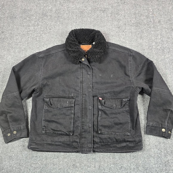 Levi's Jackets & Blazers - Levi's Premium Jacket Womens Medium Black Sherpa Collar Quilted Lined Workwear